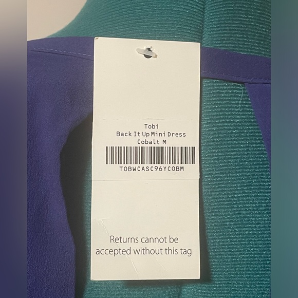 NWT - TOBI Cobalt Blue Open Back Shift Mini Party Summer Dress / Size M - Picture 6 of 10